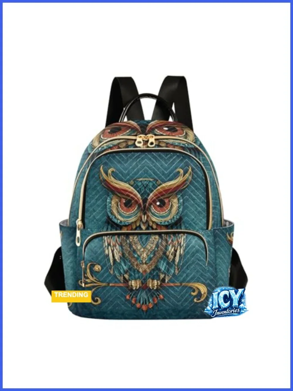 Owl Print Boho Ethnic Mini Backpack Purse Women Travel Daypack Fashion Shoulder